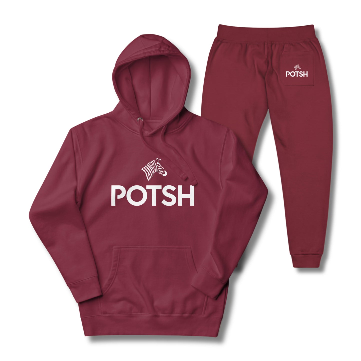 Men's POTSH Logo Maroon Lux Fleece Tracksuit