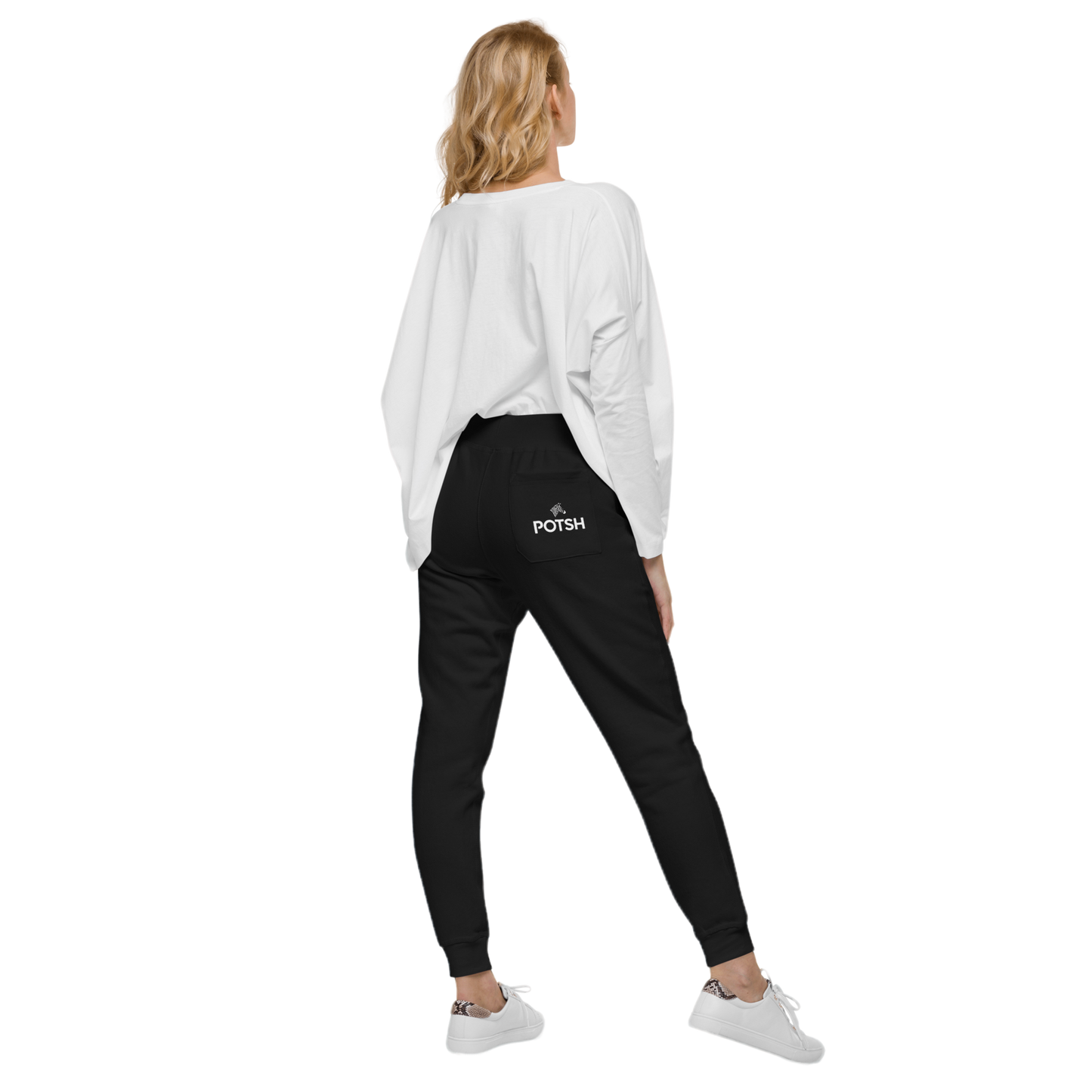 Women's POTSH Logo Black Lux Fleece Tracksuit