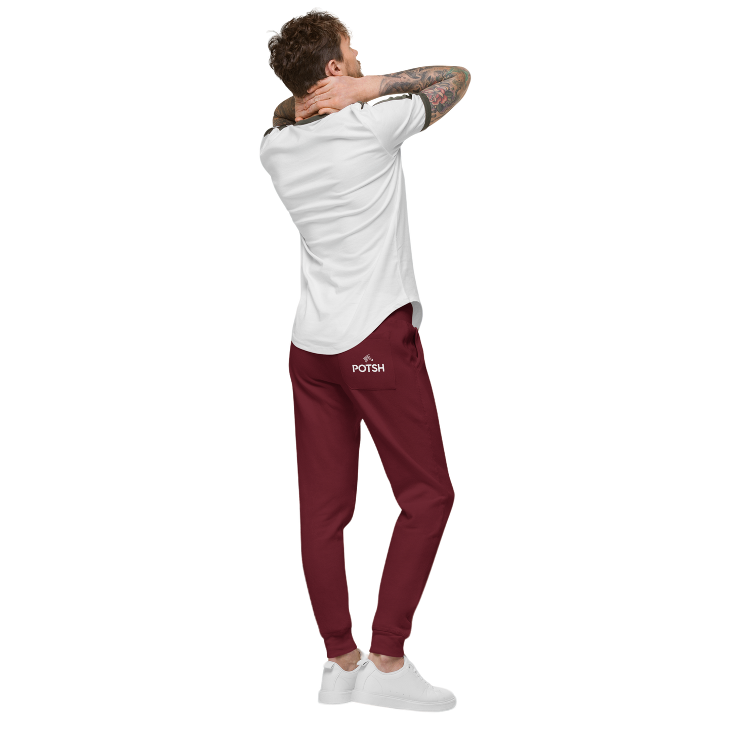 Men's POTSH Logo Maroon Lux Fleece Tracksuit