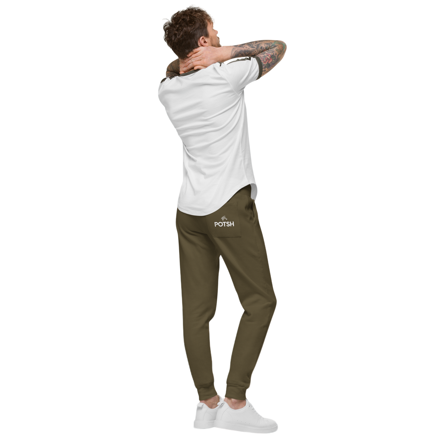 Men's Fleece Sweatpants with POTSH Back Pocket - Military Green