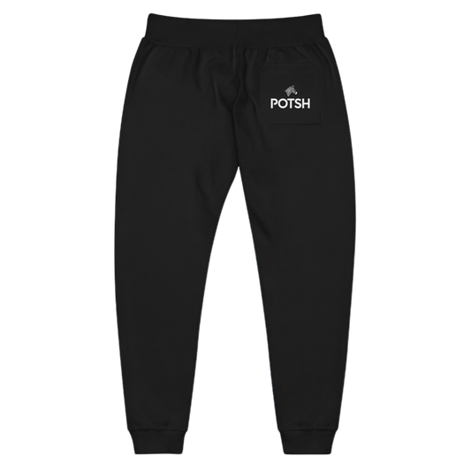 Men's Fleece Sweatpants with POTSH Back Pocket - Black