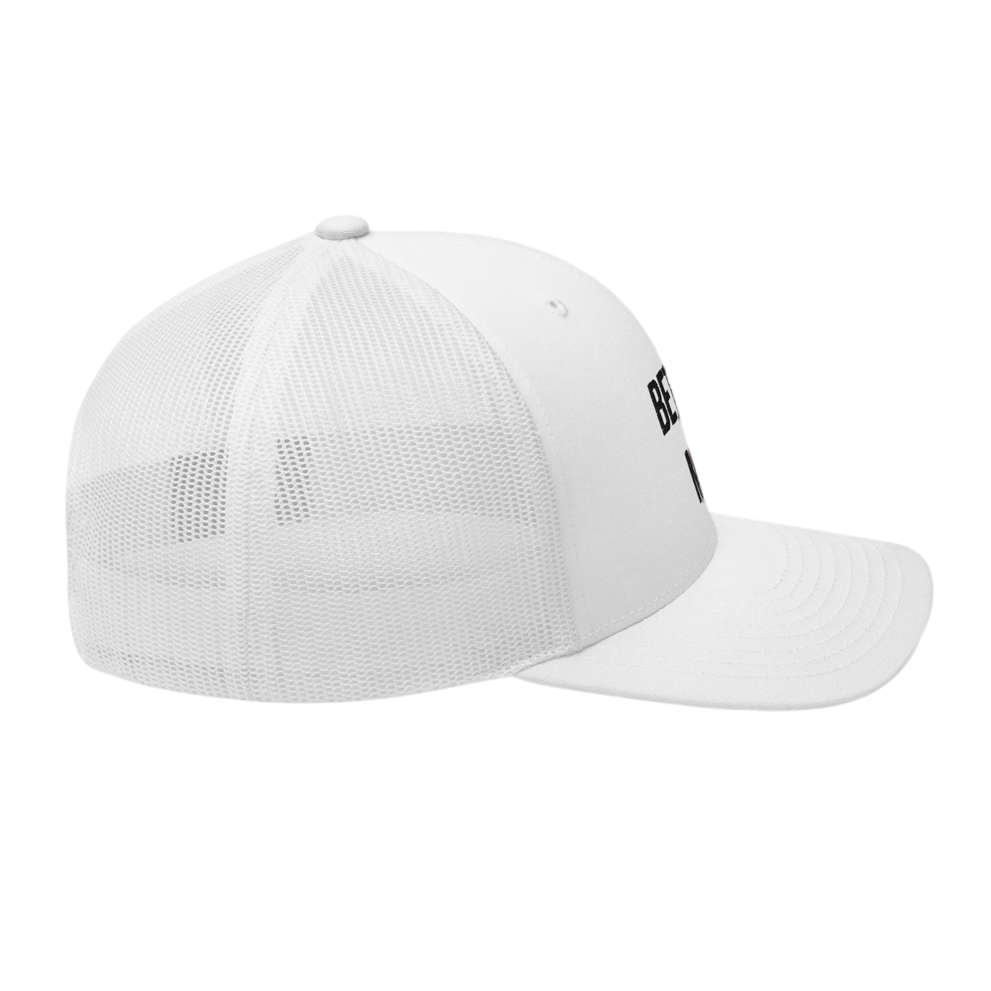 Embroidered "BET ON ME." White Trucker Cap