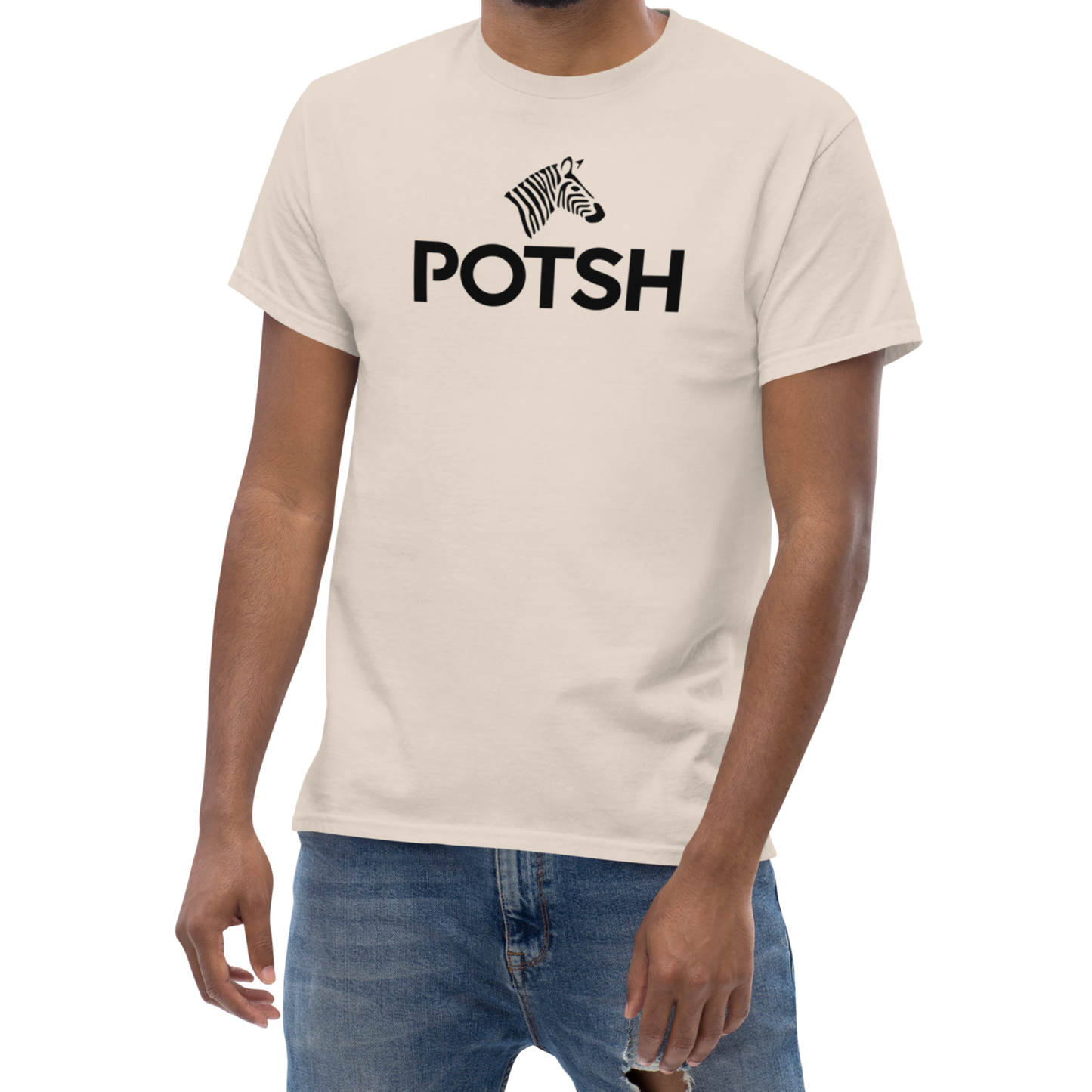 Men's Classic Structured Logo Tee in Creamy Ivory