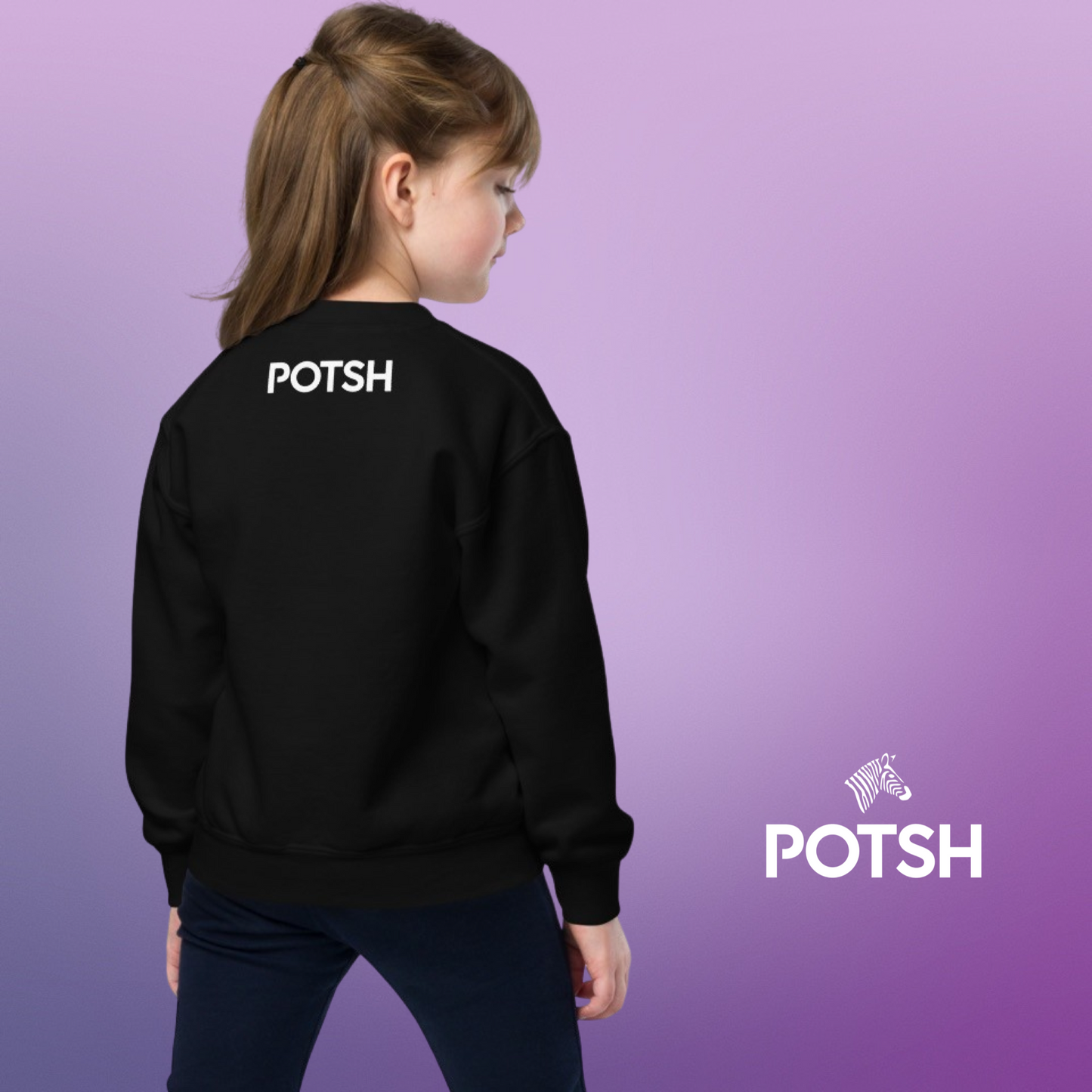 Girls Luxe Black Crewneck Sweatshirt