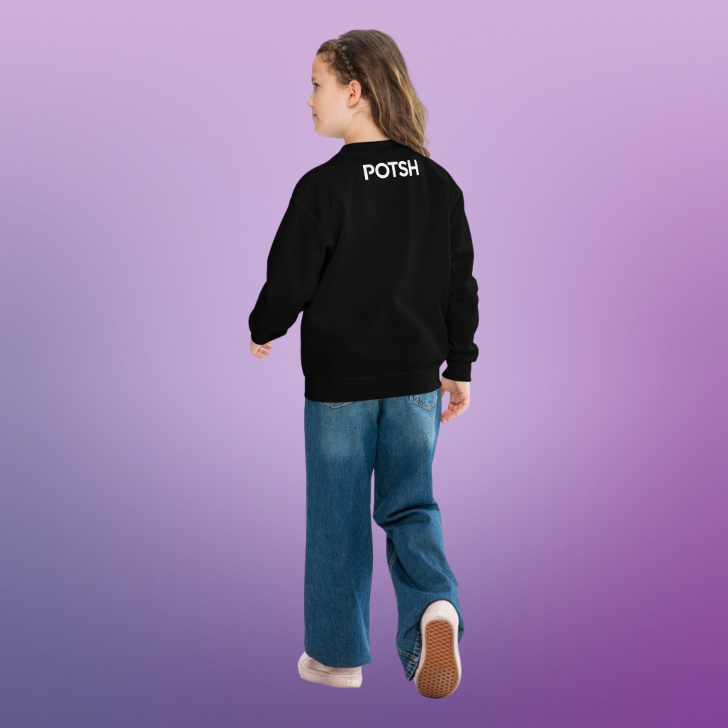 Girls Luxe Black Crewneck Sweatshirt