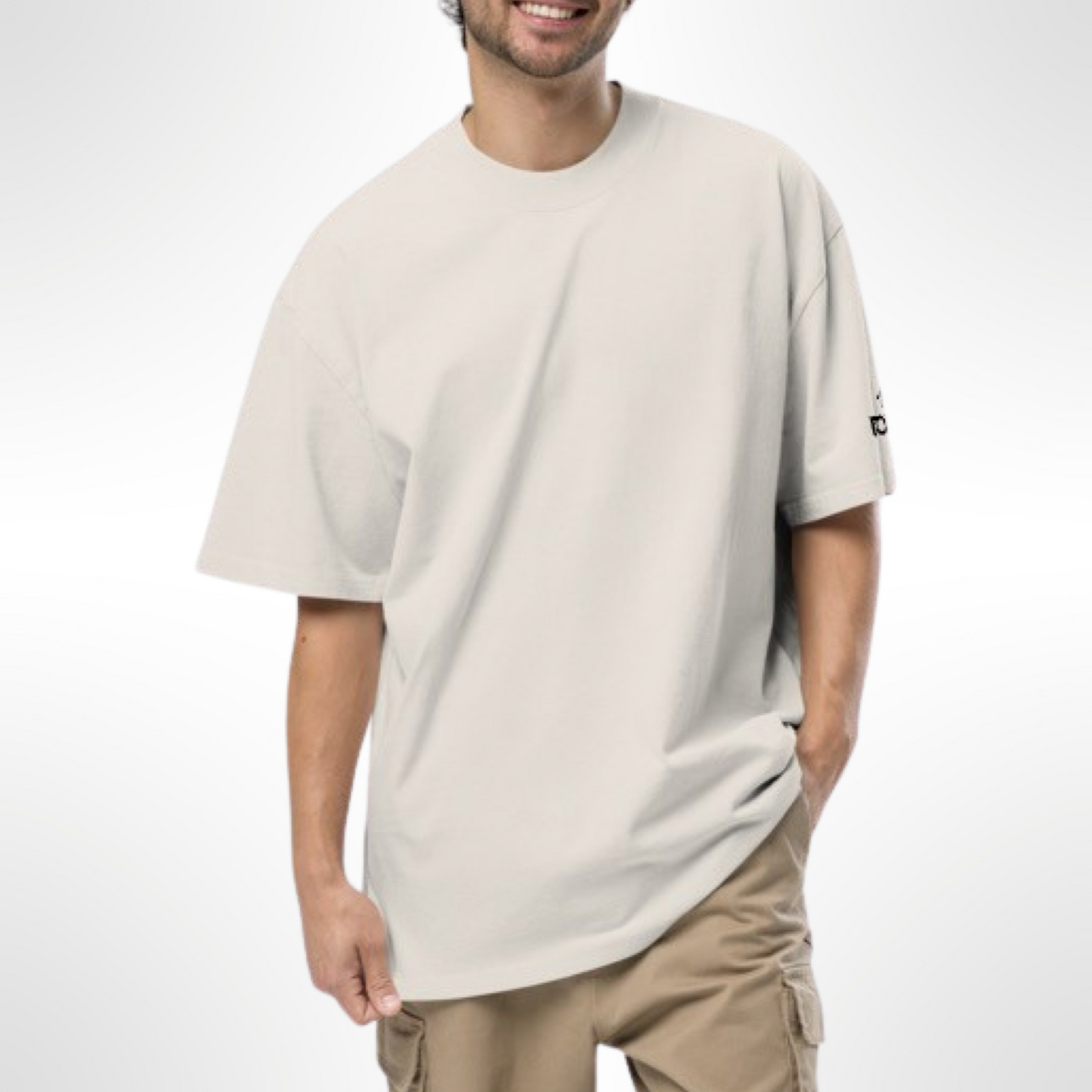 Men's Oversized T-Shirt with Back Print (Vanilla Haze)