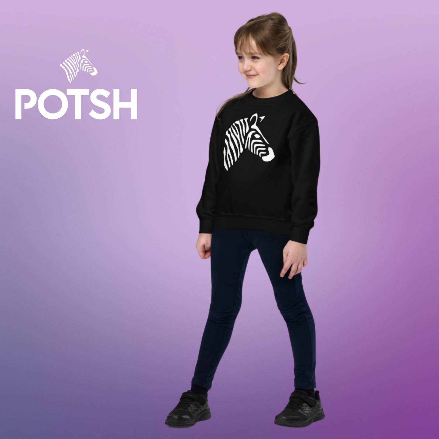 Girls Luxe Black Crewneck Sweatshirt