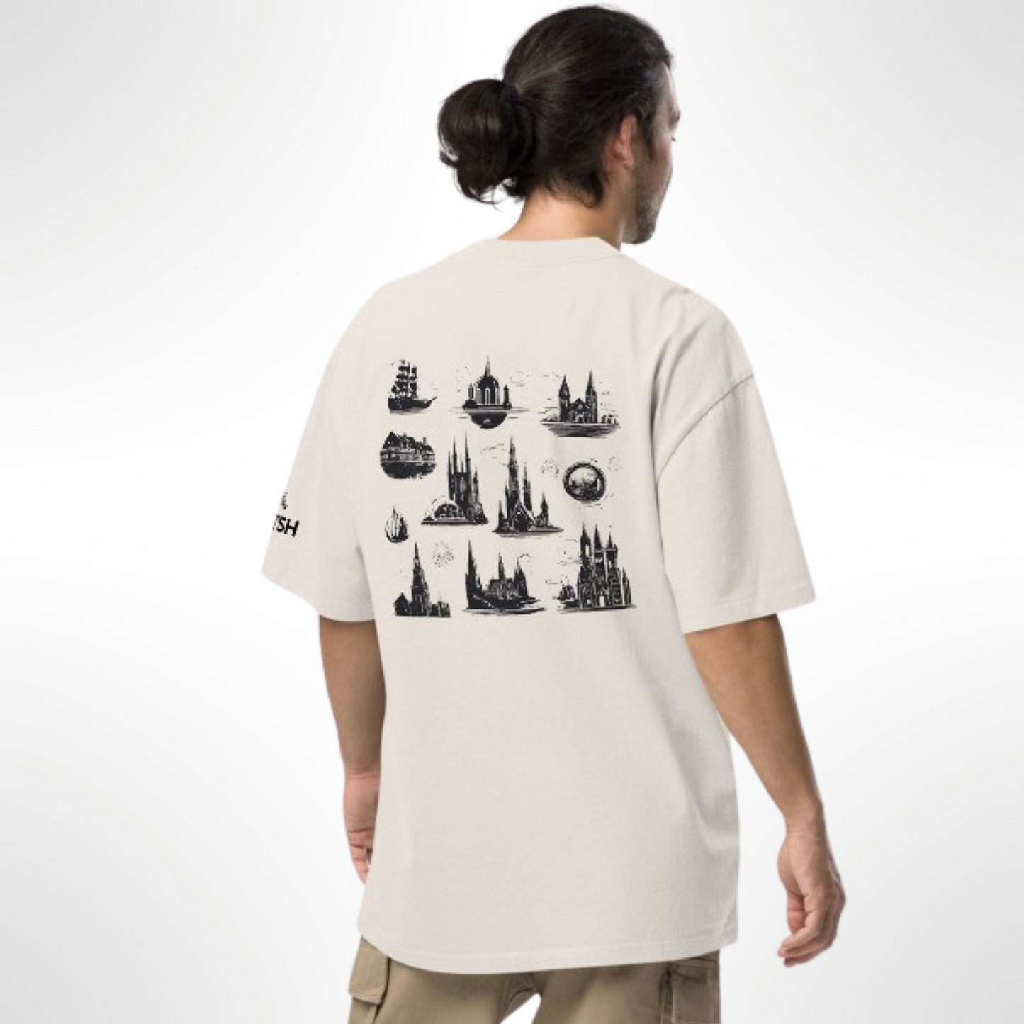 Men's Oversized T-Shirt with Back Print (Vanilla Haze)