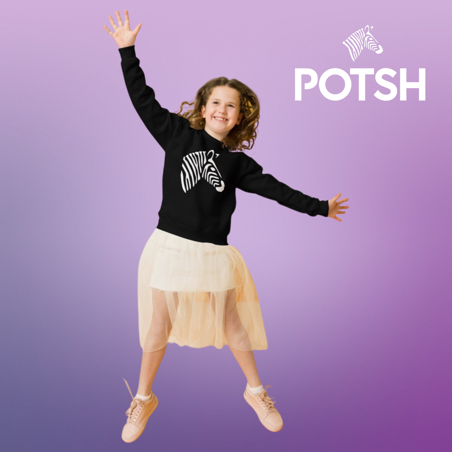 Girls Luxe Black Crewneck Sweatshirt