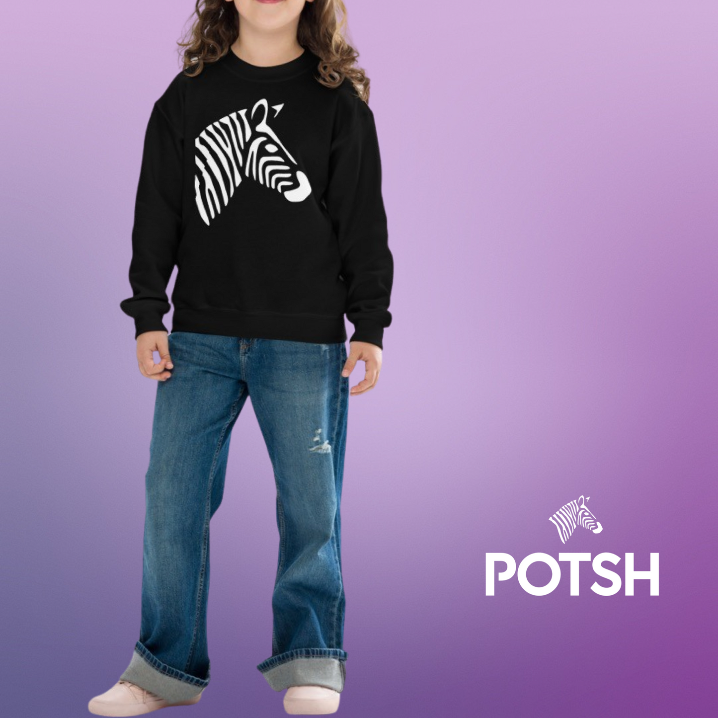 Girls Luxe Black Crewneck Sweatshirt