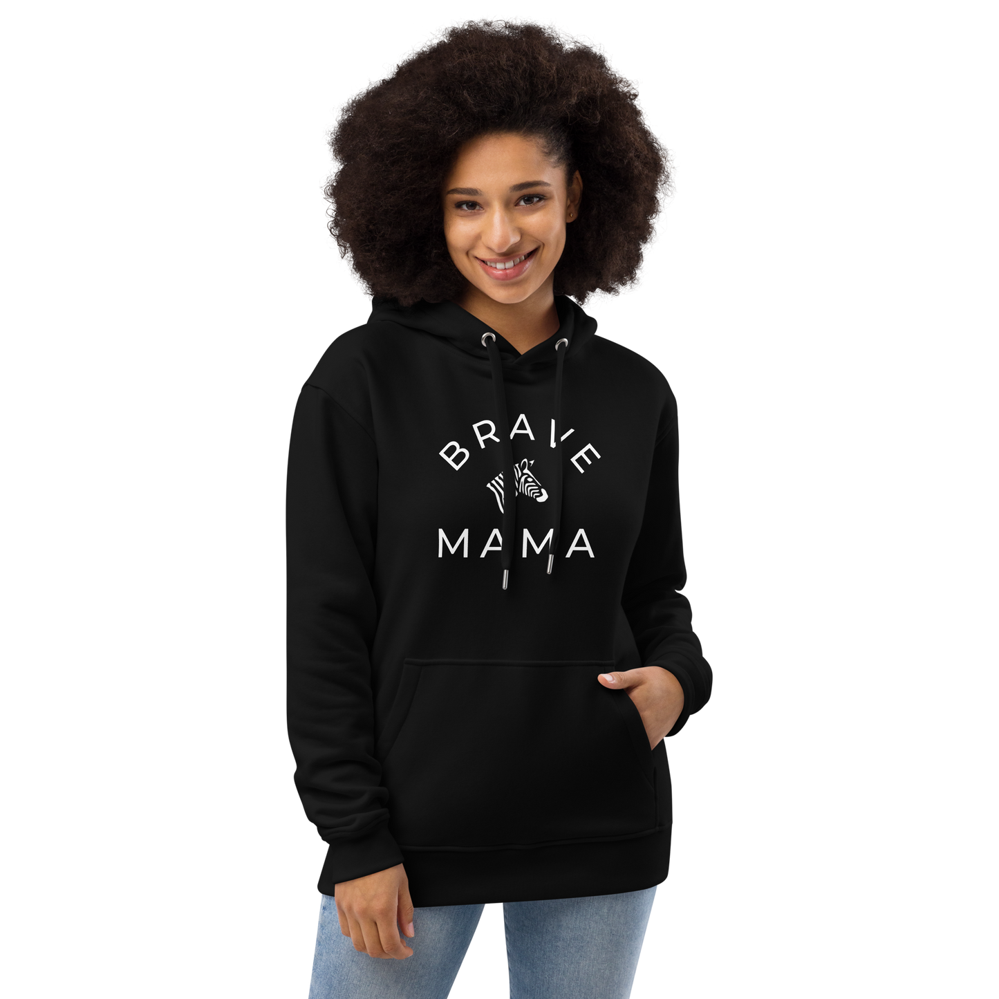 Organic "Brave Mama" Premium Black Hoodie