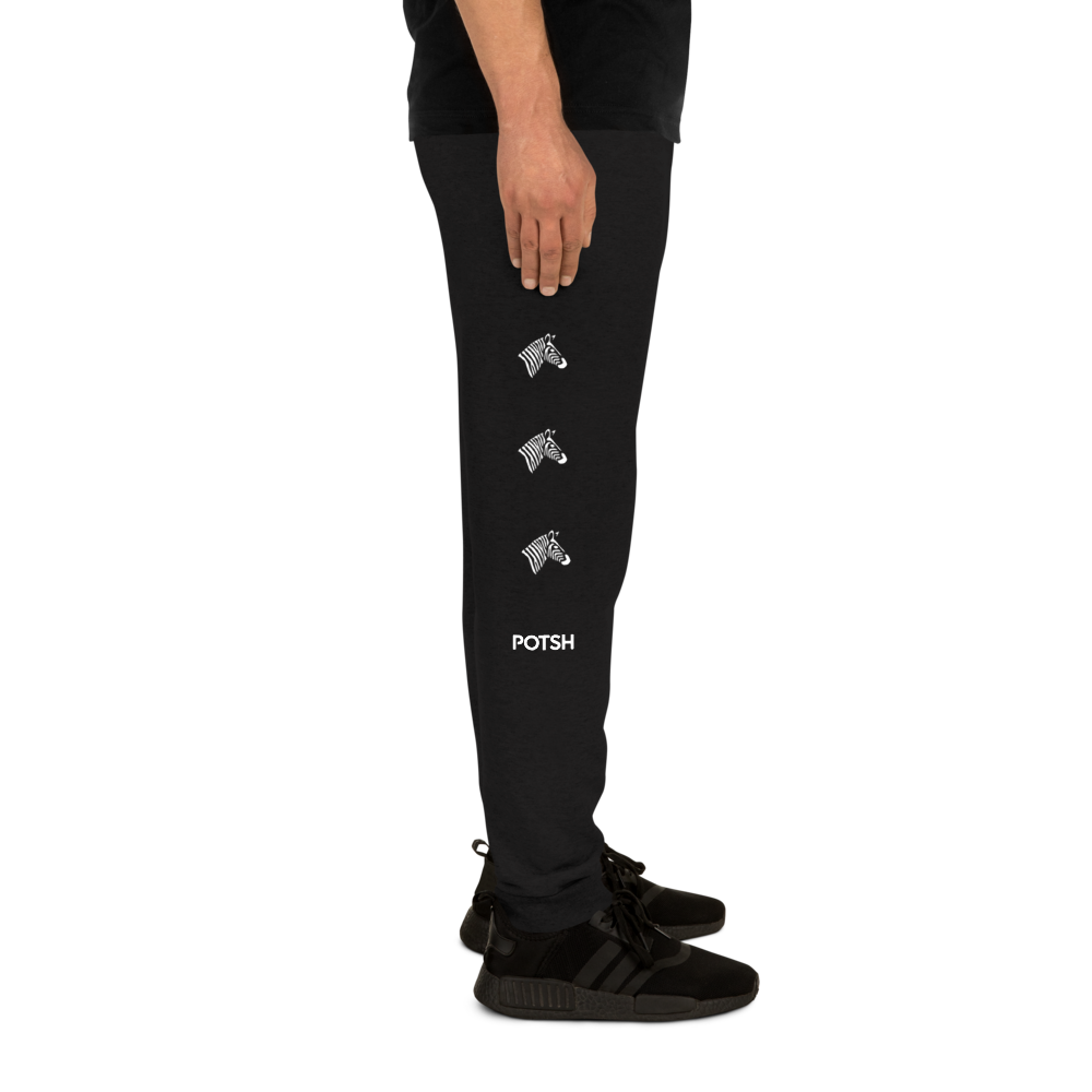 Men's Black Zebra Joggers