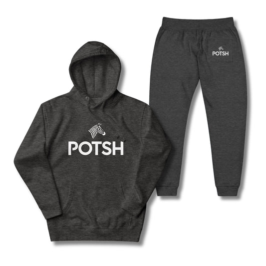 Men's POTSH Logo Charcoal Heather Lux Fleece Tracksuit