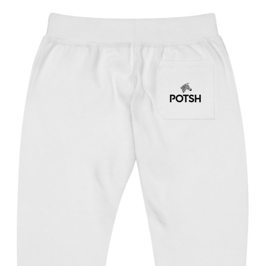 Men's Fleece Sweatpants with POTSH Back Pocket - White