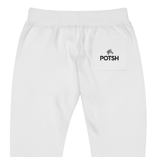 Women's Fleece Sweatpants with POTSH Back Pocket - White