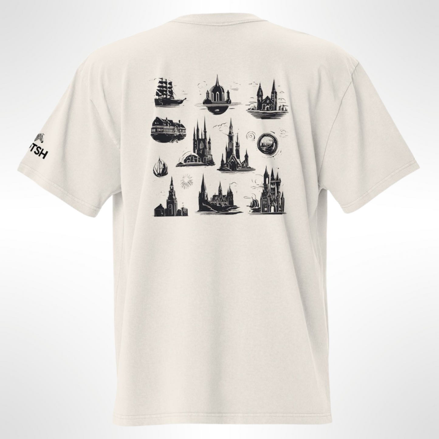Men's Oversized T-Shirt with Back Print (Vanilla Haze)