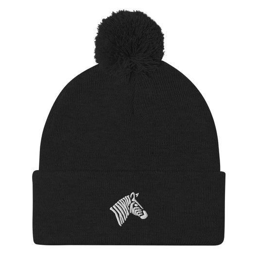 Women's Black Pom-Pom Beanie